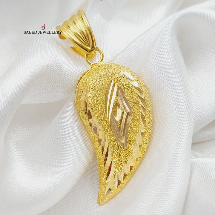 21K Gold Almond Pendant by Saeed Jewelry - Image 4