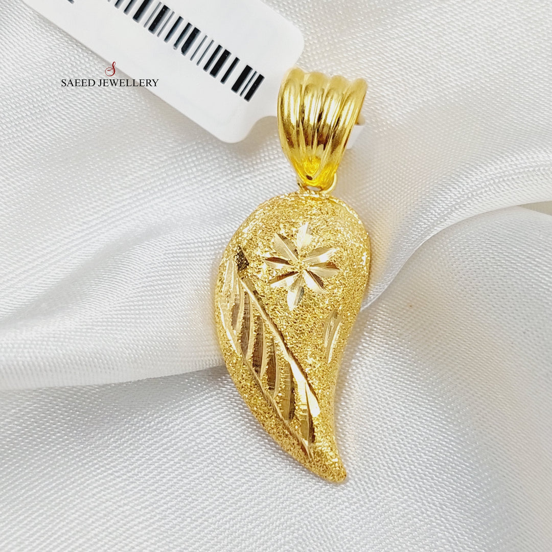 21K Gold Almond Pendant by Saeed Jewelry - Image 1