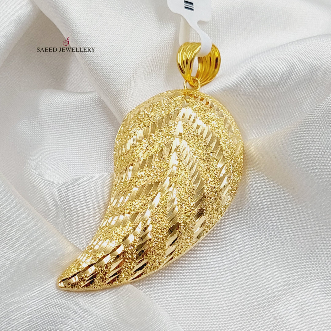21K Gold Almond Pendant by Saeed Jewelry - Image 4