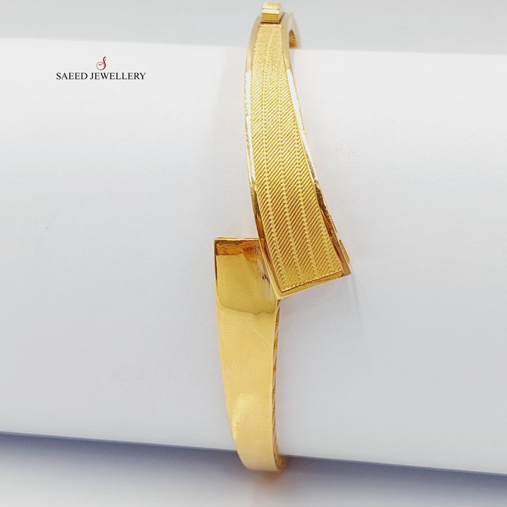 21K Gold Antiqued Belt Bangle Bracelet by Saeed Jewelry - Image 2