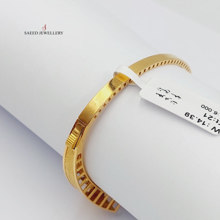 21K Gold Antiqued Belt Bangle Bracelet by Saeed Jewelry - Image 5