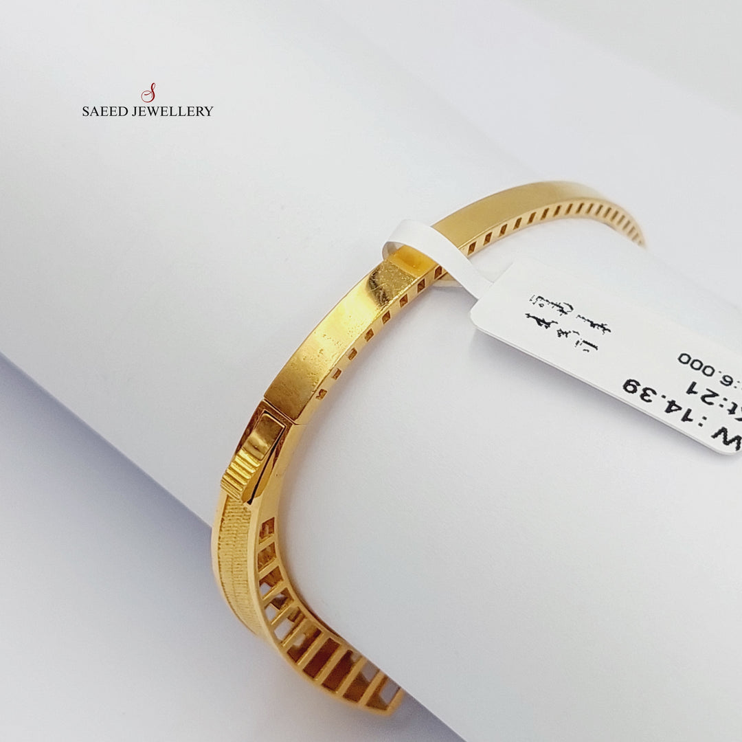 21K Gold Antiqued Belt Bangle Bracelet by Saeed Jewelry - Image 6