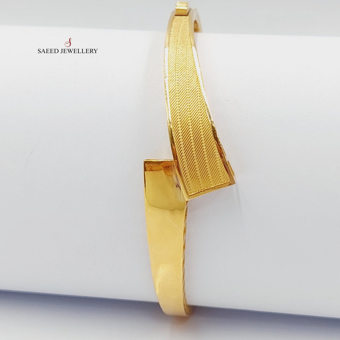 21K Gold Antiqued Belt Bangle Bracelet by Saeed Jewelry - Image 1