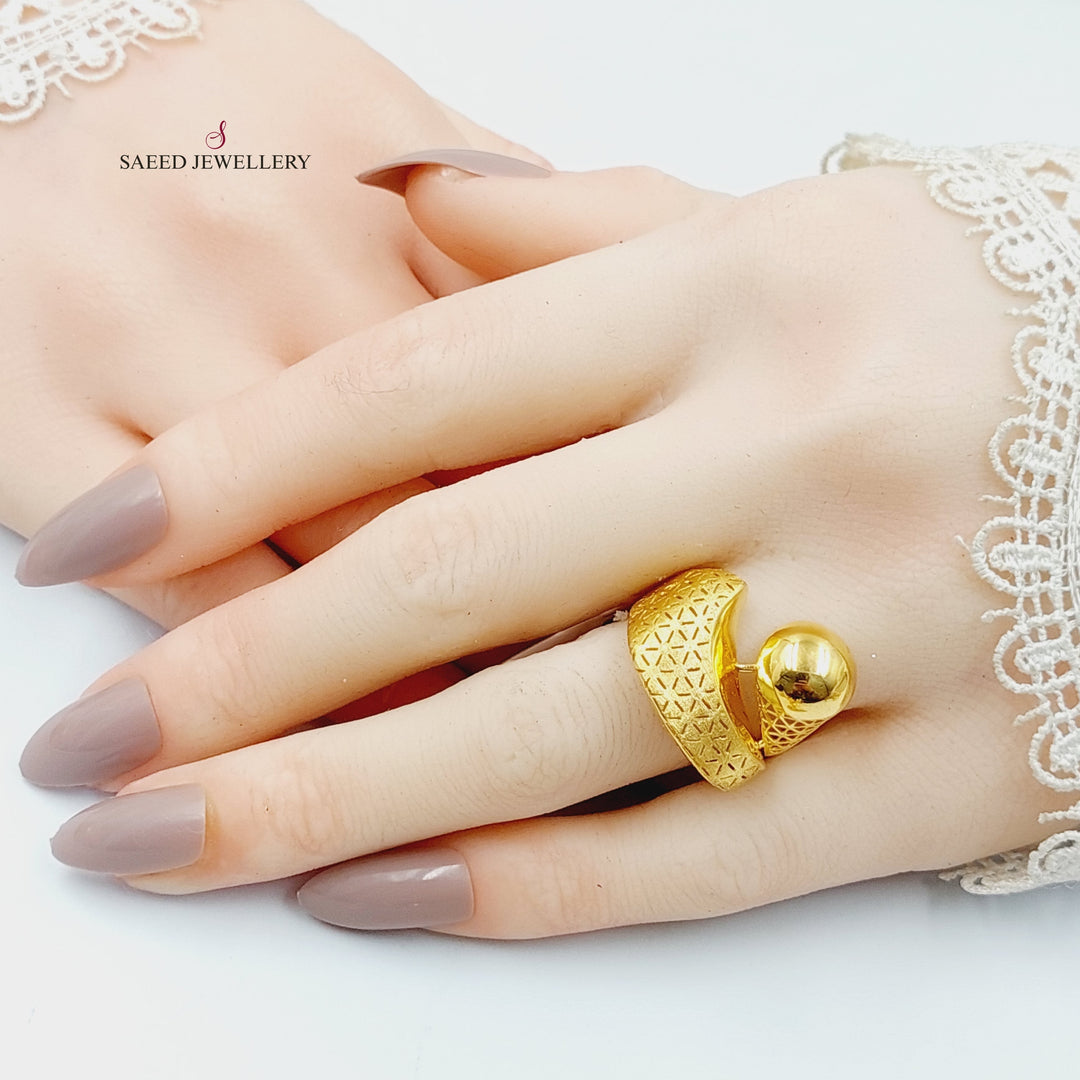 Antiqued Deluxe Ring  Made Of 21K Yellow Gold by Saeed Jewelry-30141