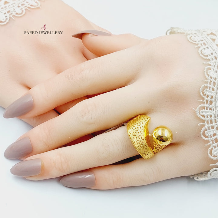 Antiqued Deluxe Ring  Made Of 21K Yellow Gold by Saeed Jewelry-30141