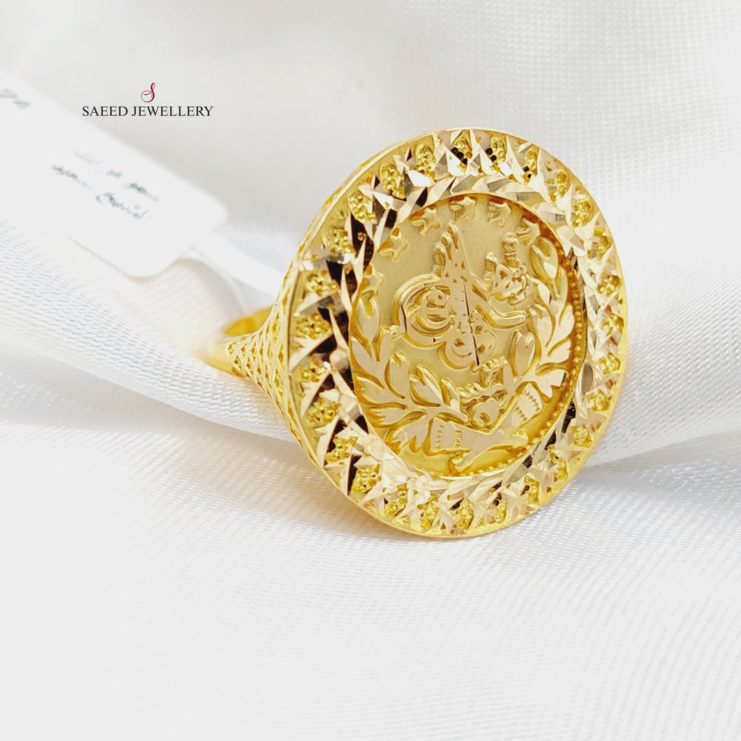 21K Gold Antiqued Rashadi Ring by Saeed Jewelry - Image 3