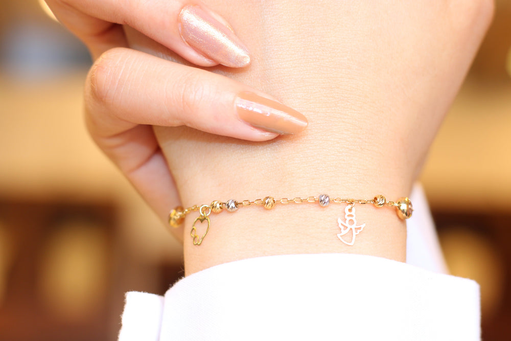 Balls Bracelet Made Of 18K Colored Gold<br><br>Length: 19cm  by Saeed Jewelry-اسوارة-ملون-ومحجر-مستورد