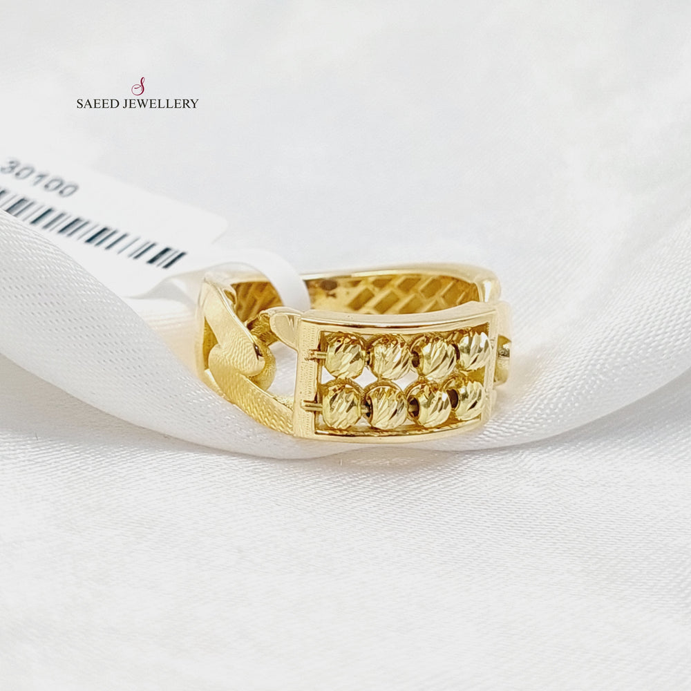 18K Gold Beaded Frame Ring