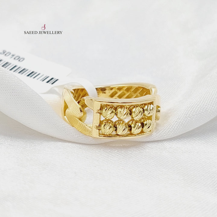 18K Gold Beaded Frame Ring