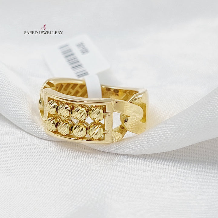 18K Gold Beaded Frame Ring