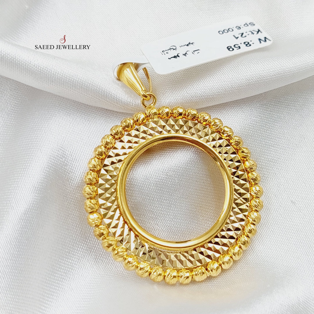 21K Gold Balls Frame Pendant by Saeed Jewelry - Image 3