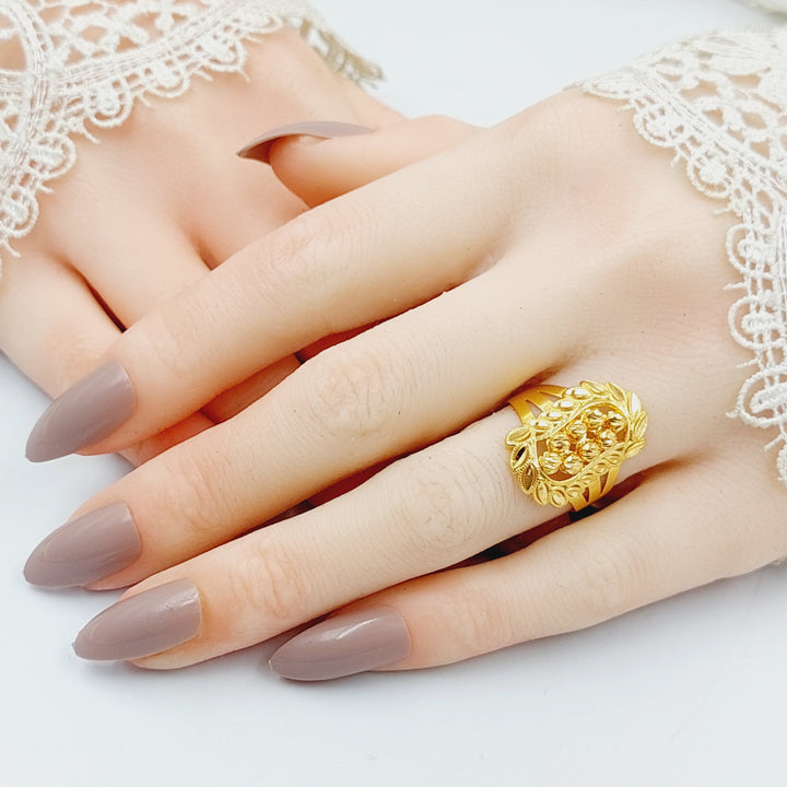 21K Gold Balls Leaf Ring by Saeed Jewelry - Image 2