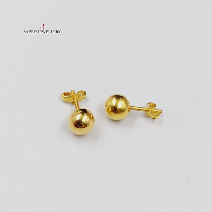 18K Gold Balls Screw Earrings by Saeed Jewelry - Image 3