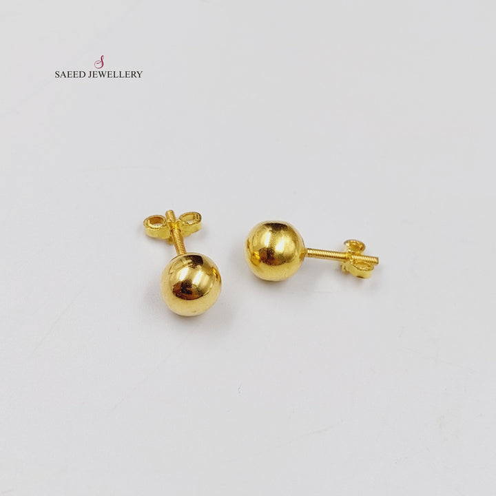 18K Gold Balls Screw Earrings by Saeed Jewelry - Image 4