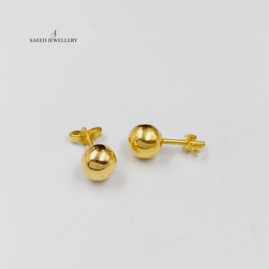 18K Gold Balls Screw Earrings by Saeed Jewelry - Image 5