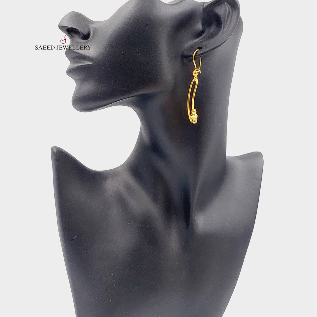 21K Gold Balls Shankle Earrings by Saeed Jewelry - Image 3