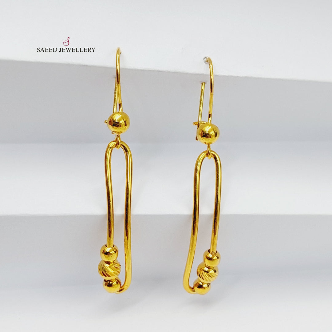 21K Gold Balls Shankle Earrings by Saeed Jewelry - Image 1