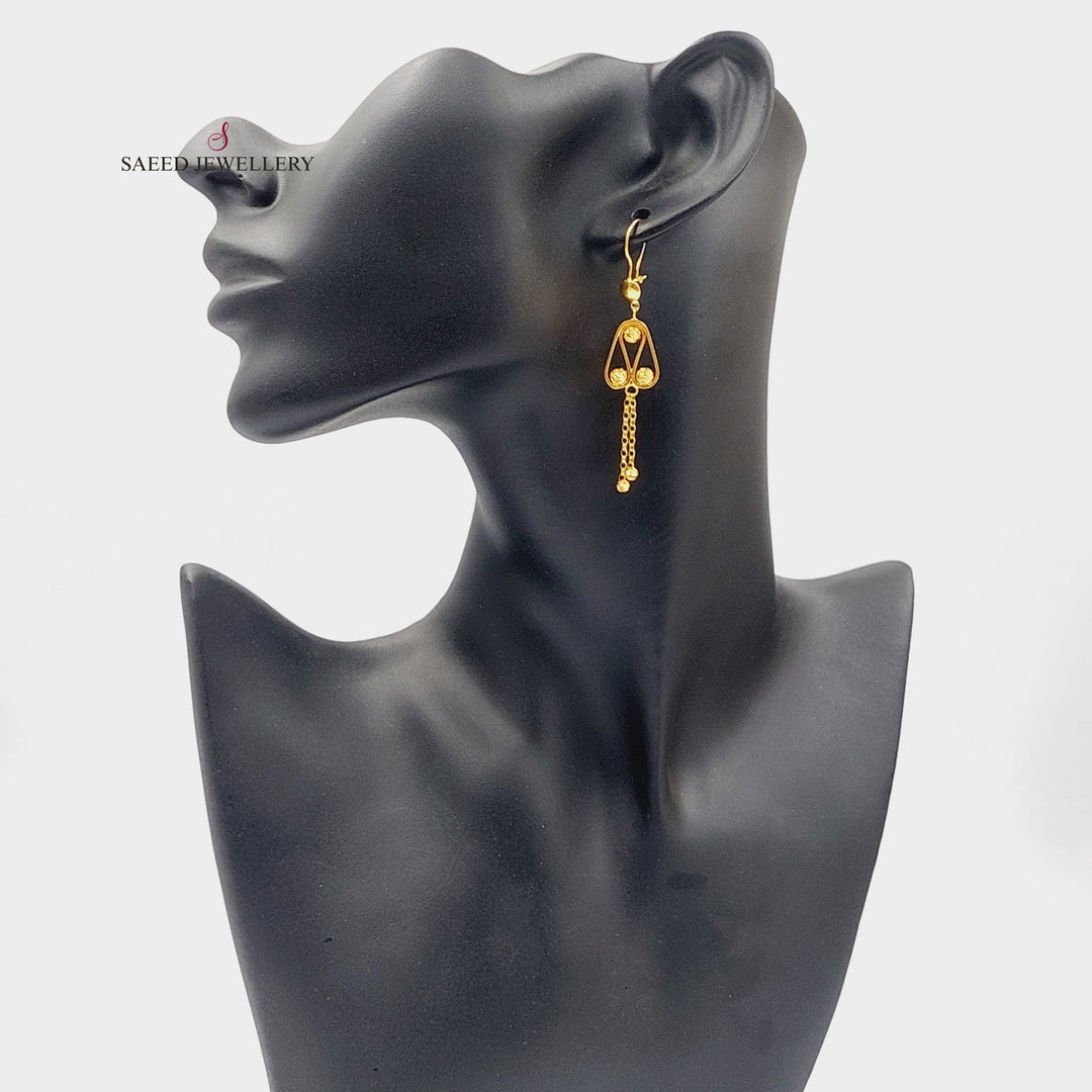 21K Gold Balls Turkish Earrings by Saeed Jewelry - Image 3