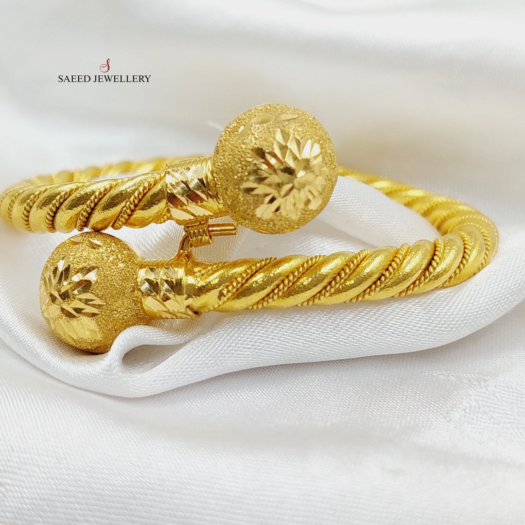 21K Gold Balls Twisted Bracelet by Saeed Jewelry - Image 3