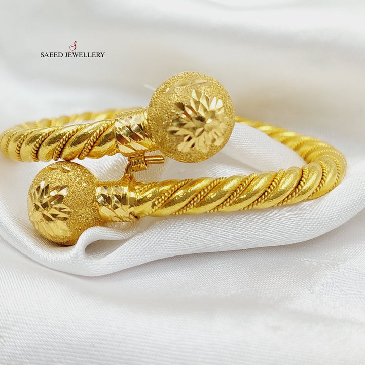 21K Gold Balls Twisted Bracelet by Saeed Jewelry - Image 3