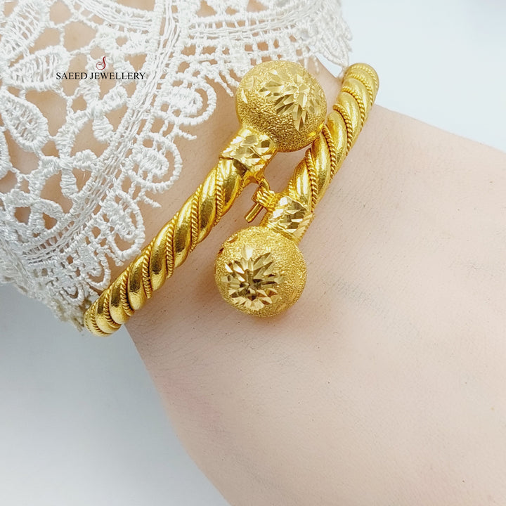 21K Gold Balls Twisted Bracelet by Saeed Jewelry - Image 4