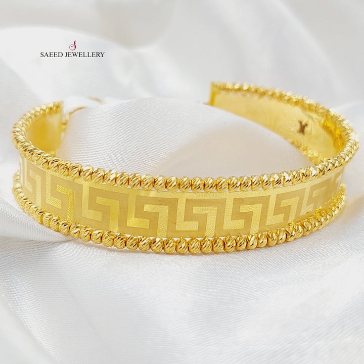 21K Gold Balls Virna Bangle Bracelet by Saeed Jewelry - Image 4