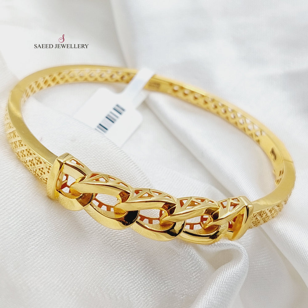 21K Gold Cuban Links Bangle Bracelet by Saeed Jewelry - Image 2