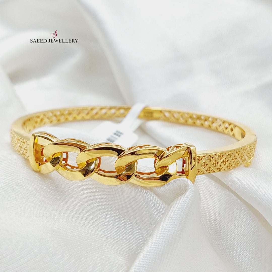 21K Gold Cuban Links Bangle Bracelet by Saeed Jewelry - Image 3