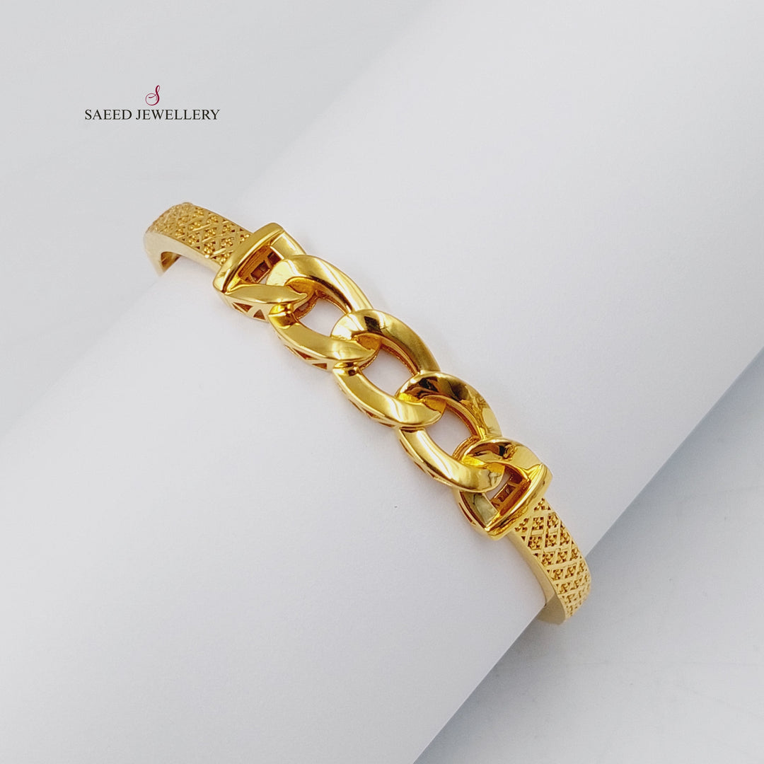 21K Gold Cuban Links Bangle Bracelet by Saeed Jewelry - Image 5