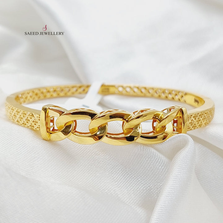 21K Gold Cuban Links Bangle Bracelet by Saeed Jewelry - Image 1