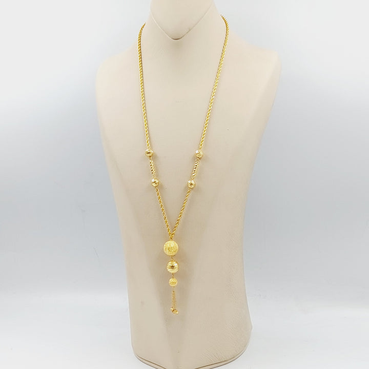 21K Gold Bead Balls Necklace by Saeed Jewelry - Image 3