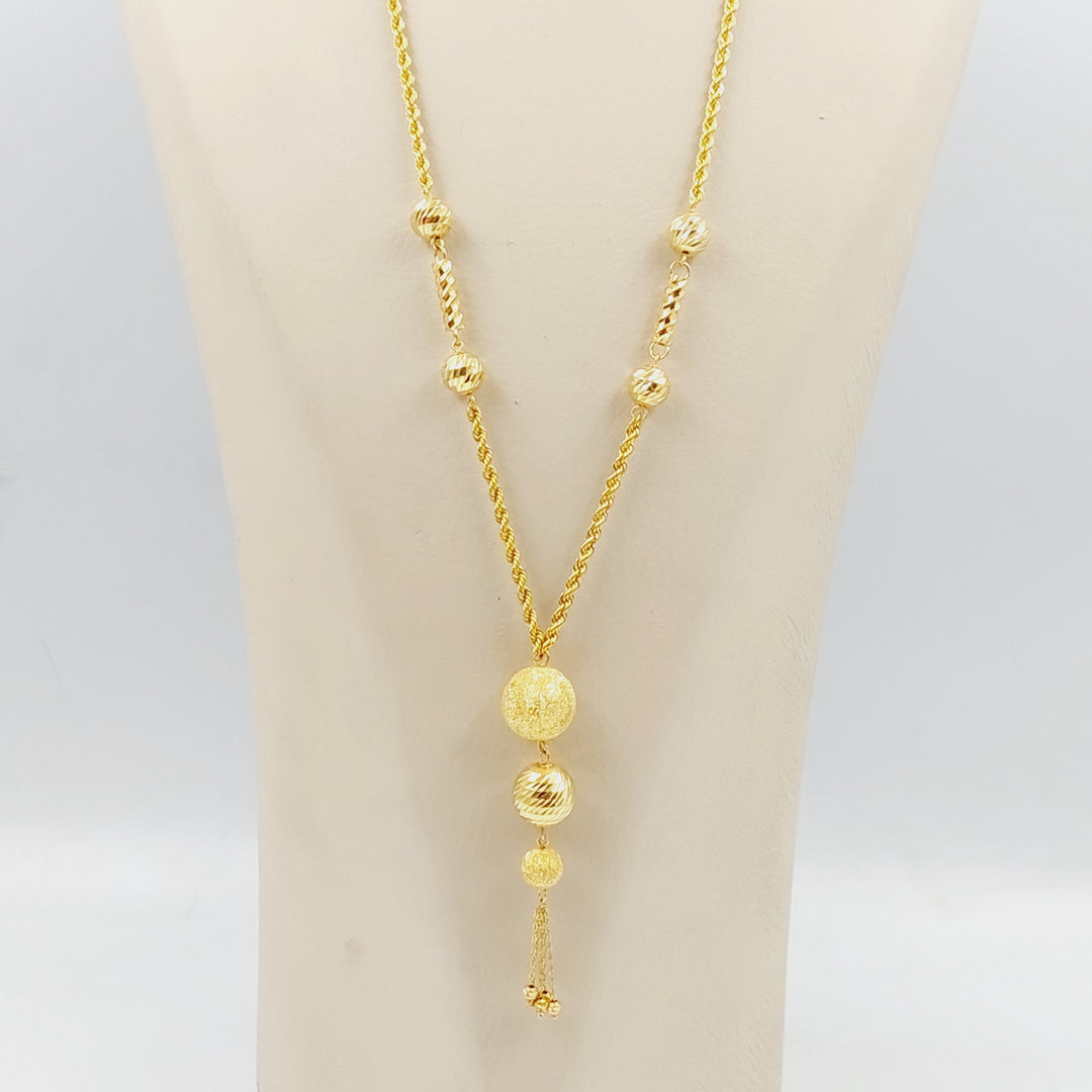 21K Gold Bead Balls Necklace by Saeed Jewelry - Image 4