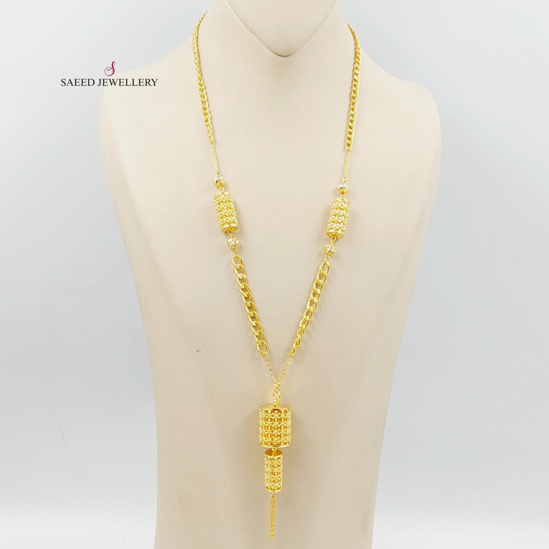 21K Gold Bead Cuban Links Necklace by Saeed Jewelry - Image 2