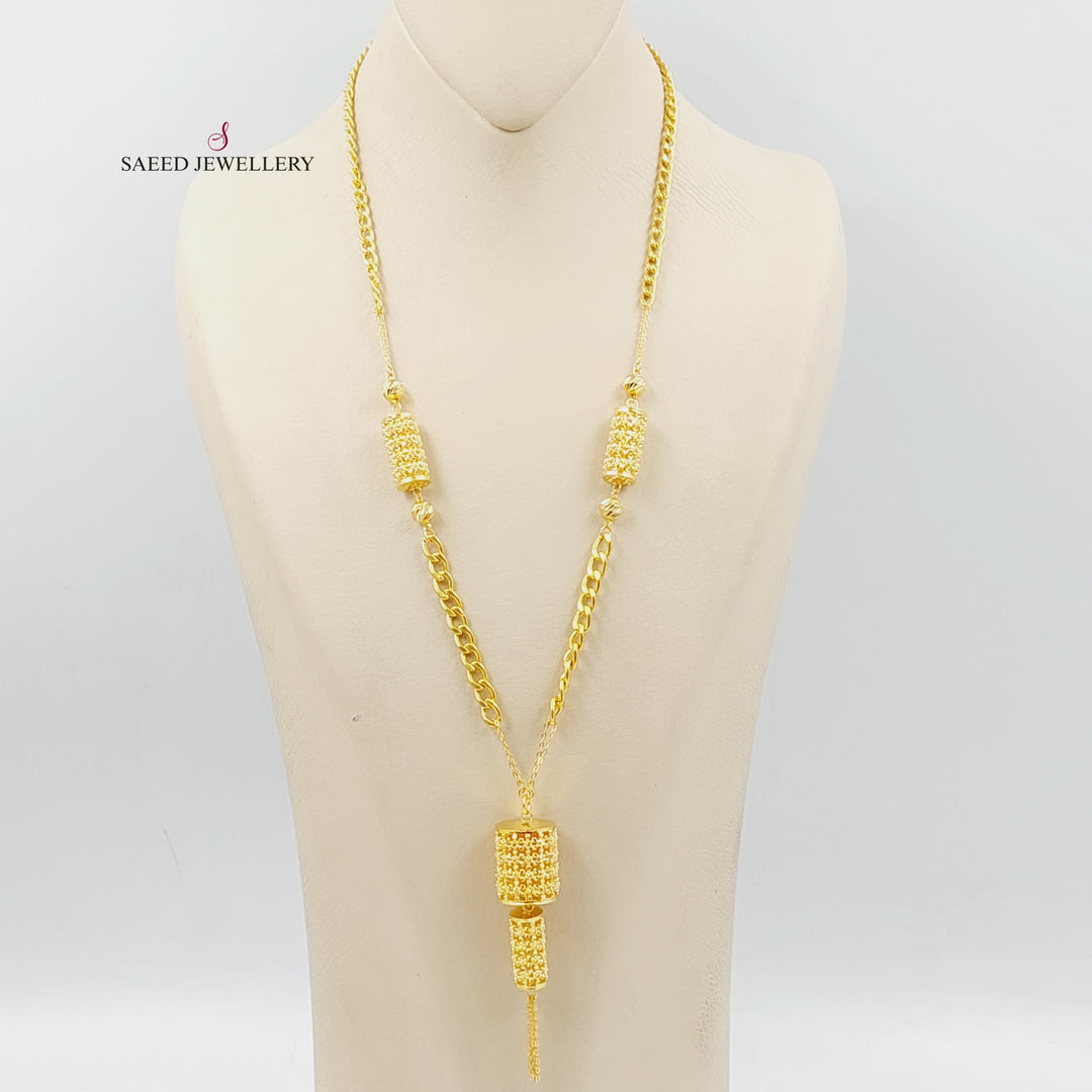 21K Gold Bead Cuban Links Necklace by Saeed Jewelry - Image 3