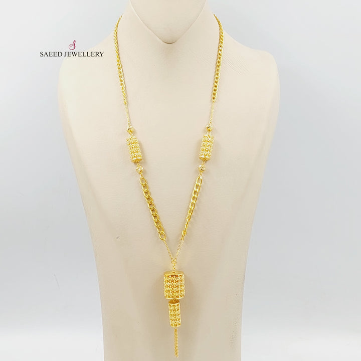 21K Gold Bead Cuban Links Necklace by Saeed Jewelry - Image 3