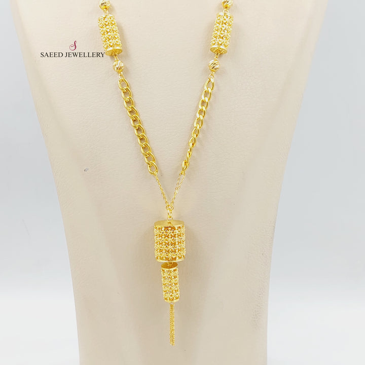 21K Gold Bead Cuban Links Necklace by Saeed Jewelry - Image 4