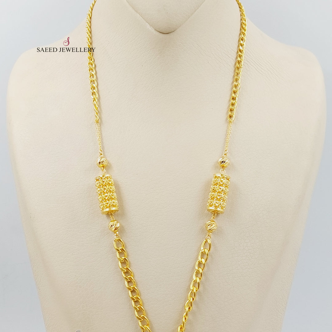 21K Gold Bead Cuban Links Necklace by Saeed Jewelry - Image 5