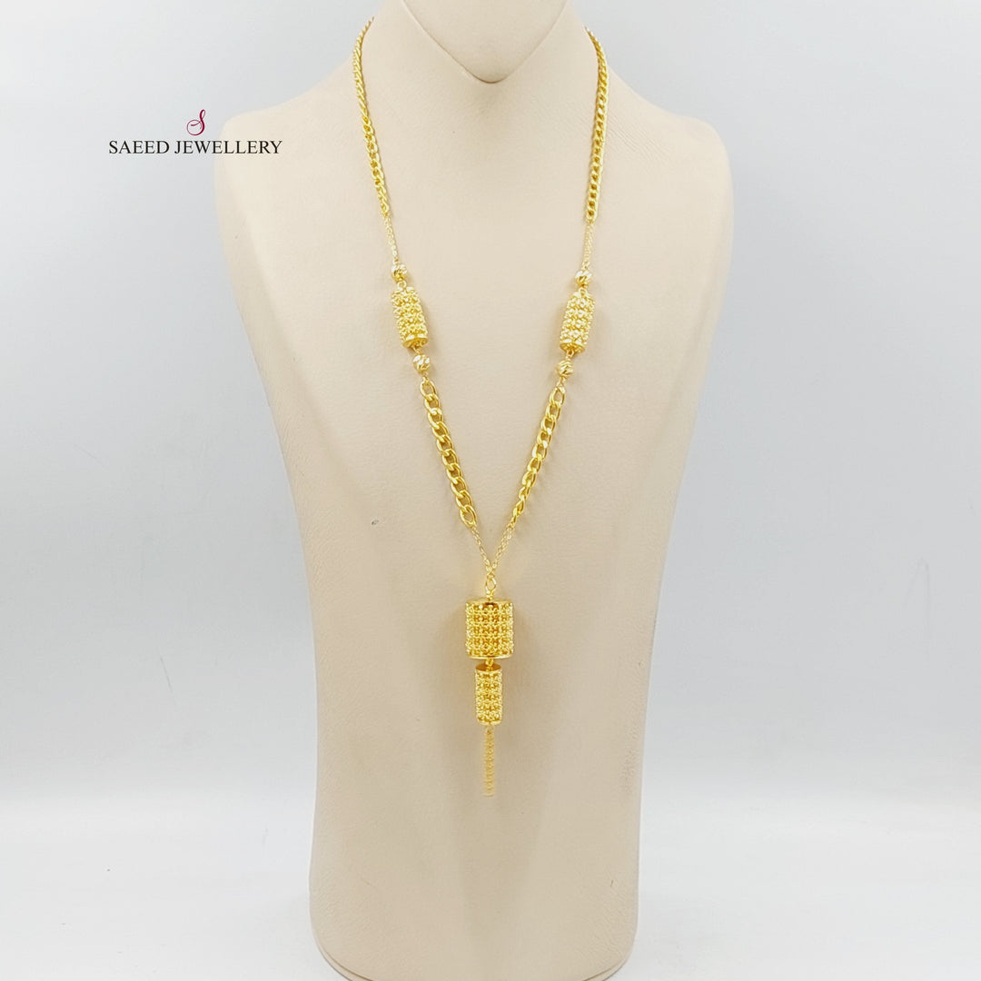 21K Gold Bead Cuban Links Necklace by Saeed Jewelry - Image 1