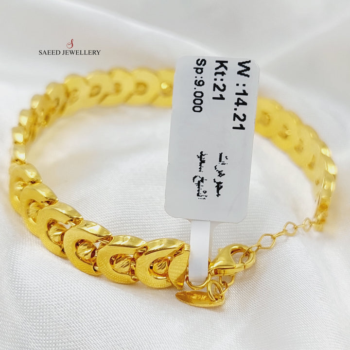 21K Gold Cuban Links Bangle Bracelet by Saeed Jewelry - Image 5