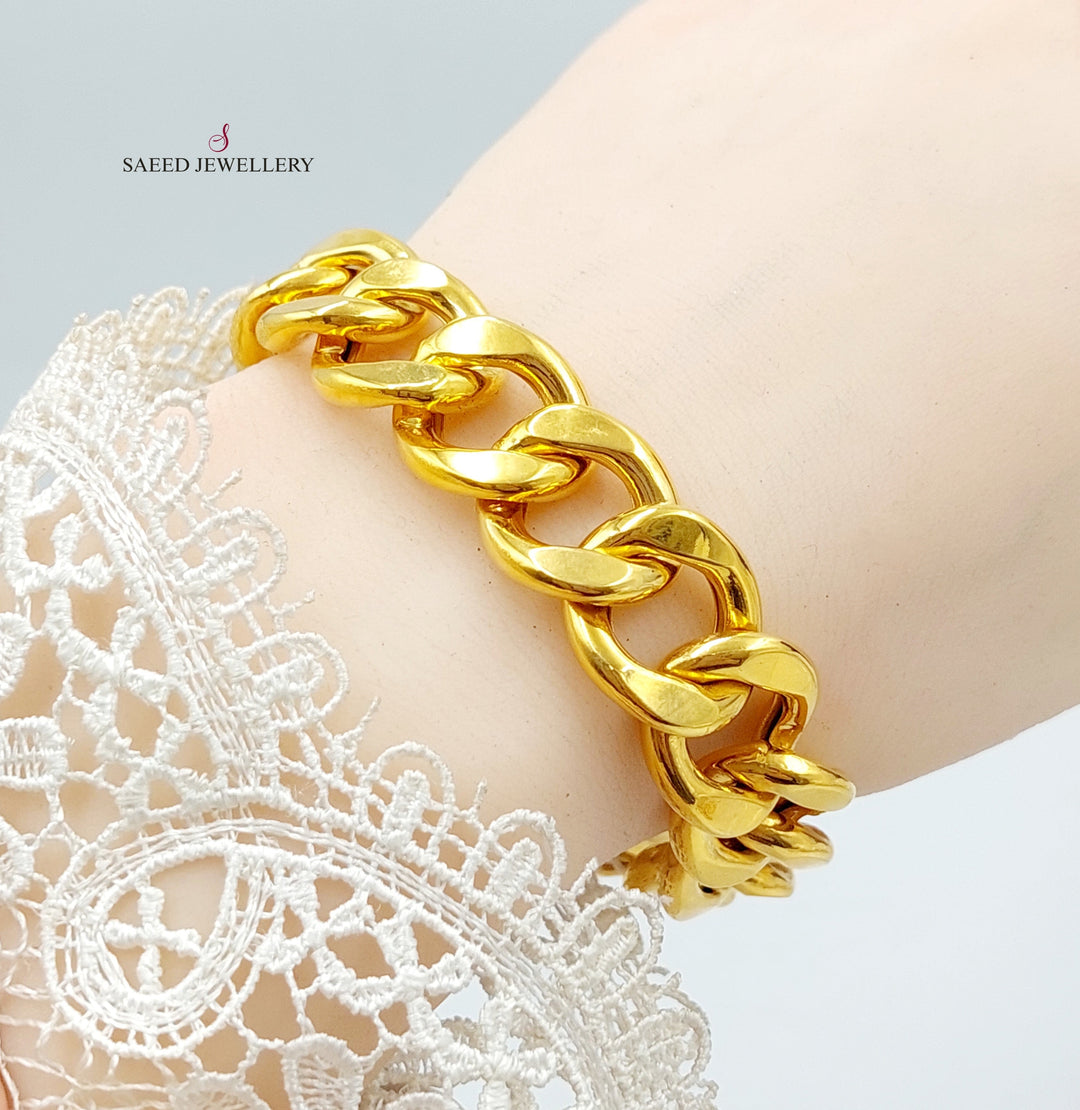 21K Gold Bold Cuban Links Bracelet by Saeed Jewelry - Image 2