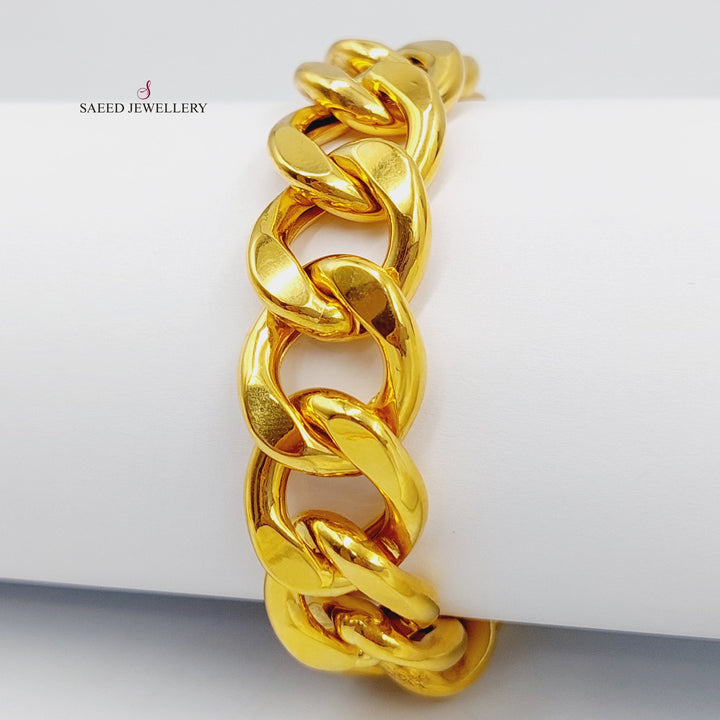 21K Gold Bold Cuban Links Bracelet by Saeed Jewelry - Image 3