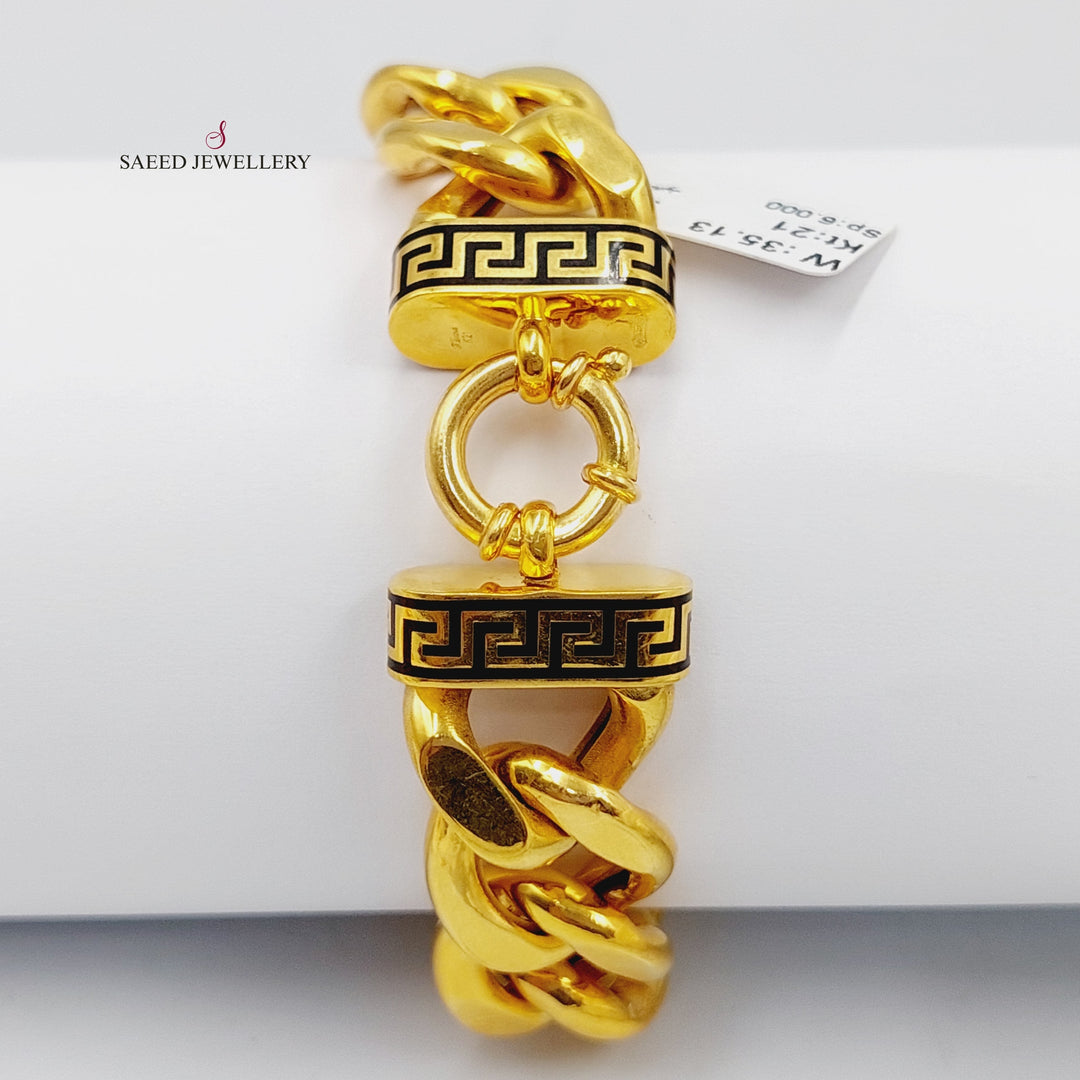 21K Gold Bold Cuban Links Bracelet by Saeed Jewelry - Image 4