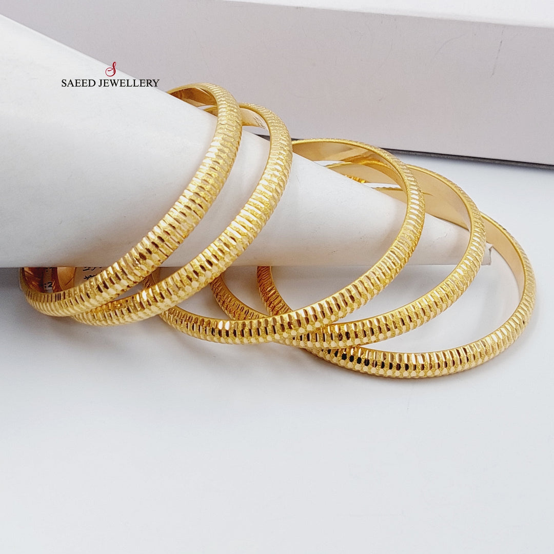21K Gold Bold Laser Bangle by Saeed Jewelry - Image 4