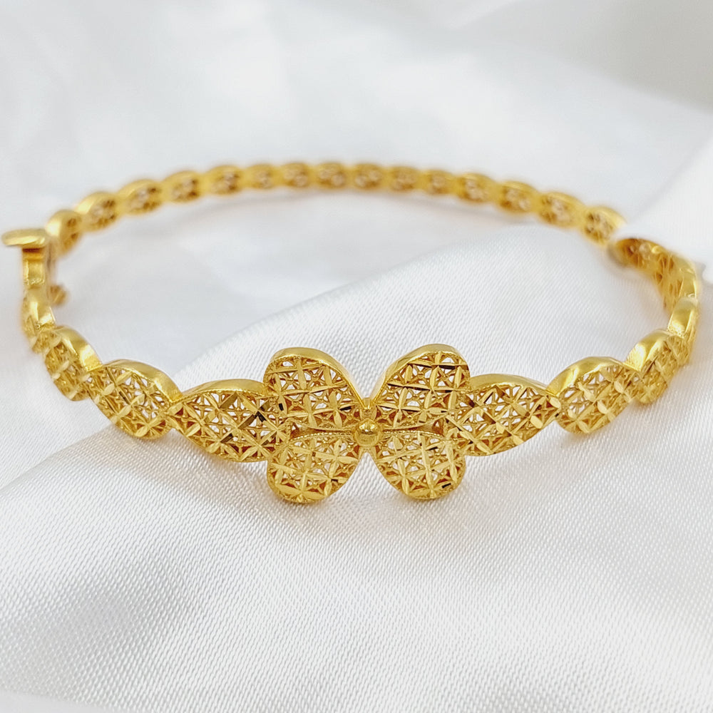 21K Gold Butterfly Bangle Bracelet by Saeed Jewelry - Image 2