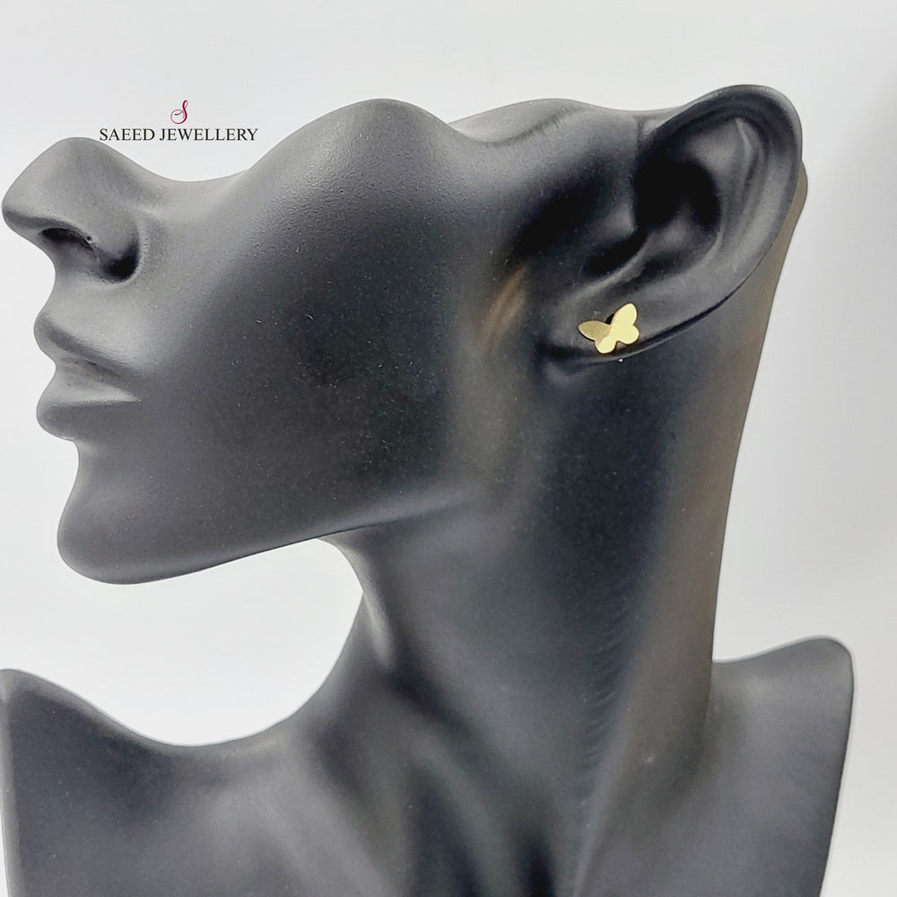 18K Gold Butterfly Screw Earrings by Saeed Jewelry - Image 2