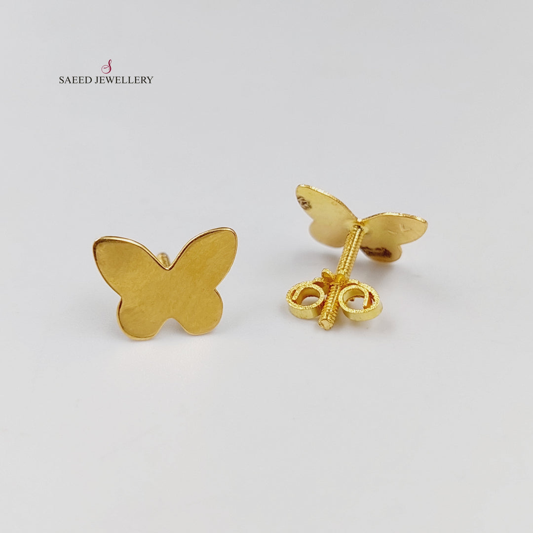 18K Gold Butterfly Screw Earrings by Saeed Jewelry - Image 4