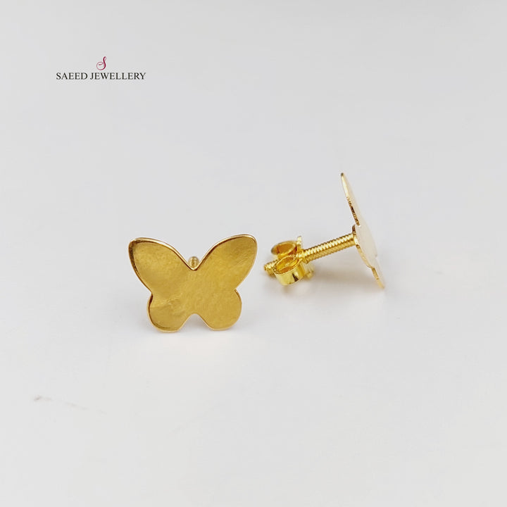 18K Gold Butterfly Screw Earrings by Saeed Jewelry - Image 5