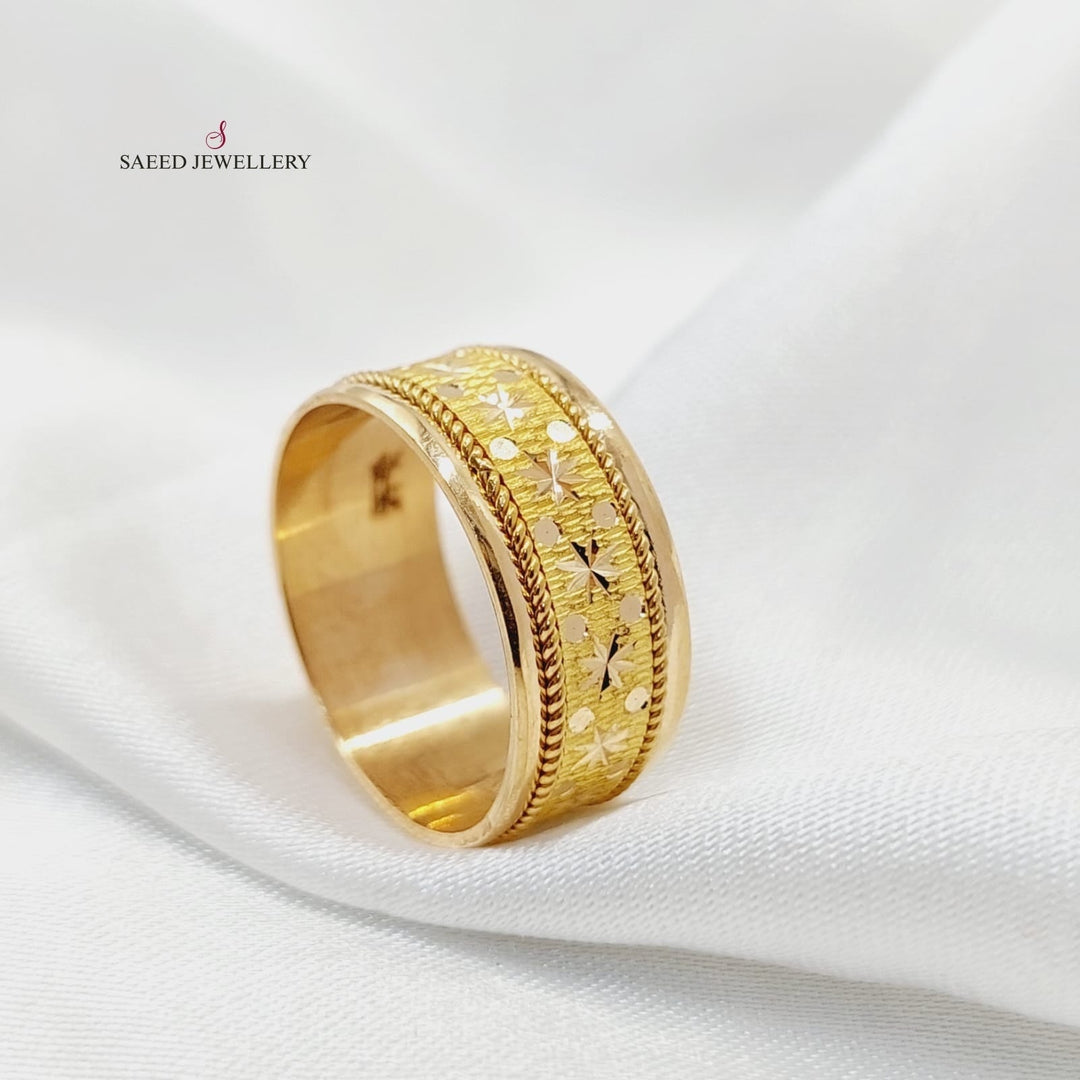 21K Gold CNC Engraved Wedding Ring by Saeed Jewelry - Image 4