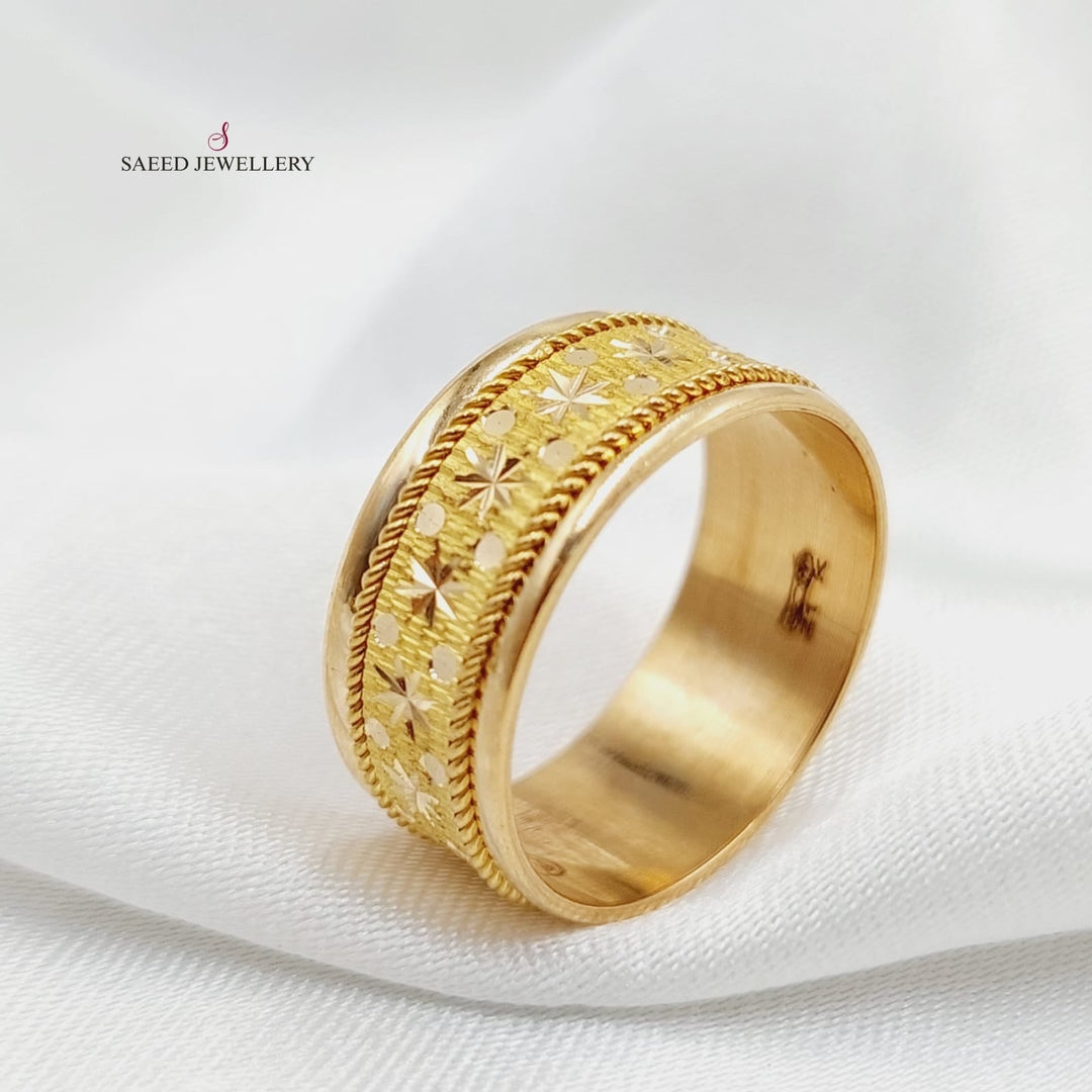 21K Gold CNC Engraved Wedding Ring by Saeed Jewelry - Image 1