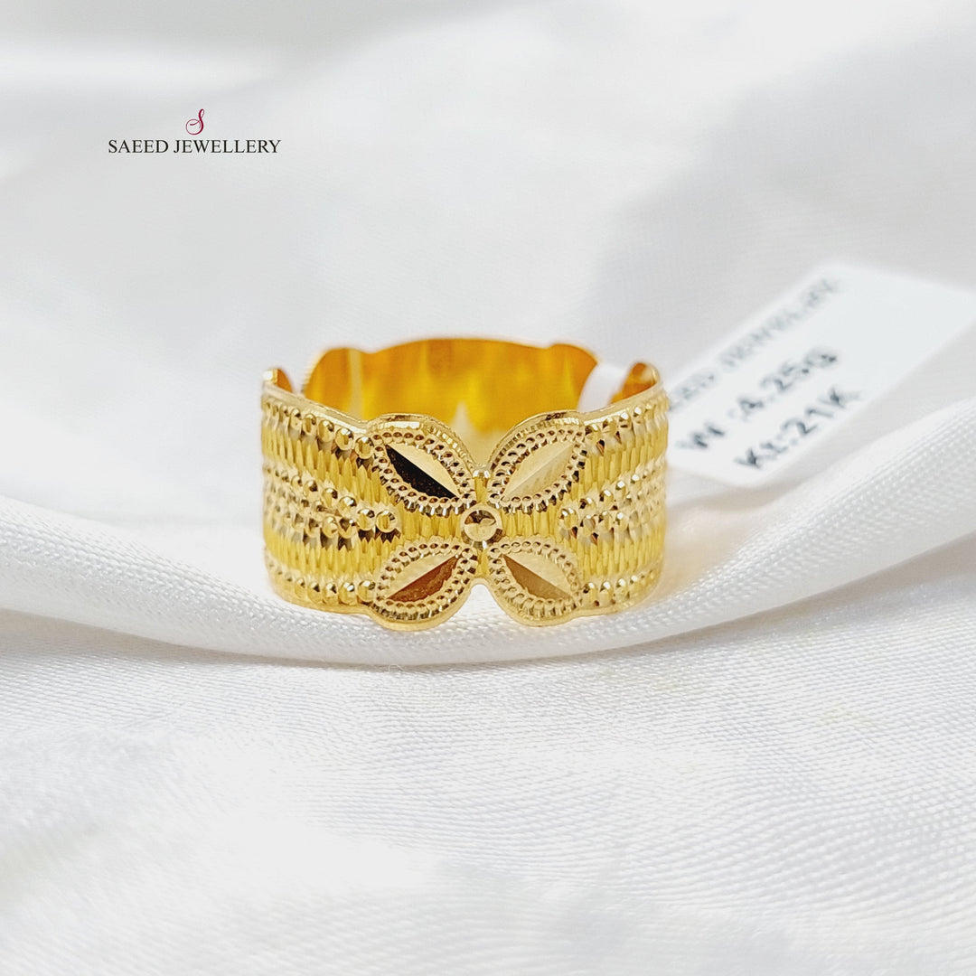 21K Gold CNC Rose Wedding Ring by Saeed Jewelry - Image 1